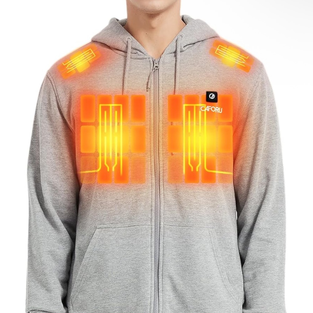 Large Heated Zip Up Hoodie Unisex Size
